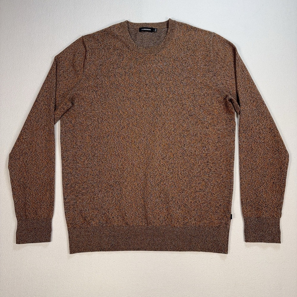 J.Lindeberg Paolo Nylon Knit Sweater Men's L Heathered Orange Brown Stretch Golf